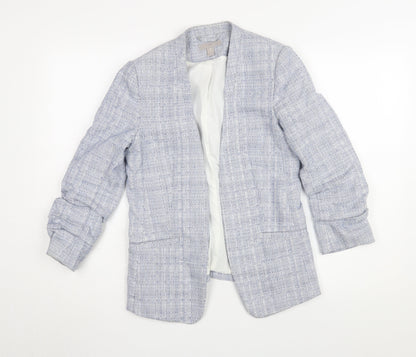 H&M Women's Blue Check Blazer Jacket UK 8