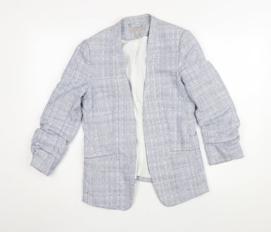 H&M Women's Blue Check Blazer Jacket UK 8