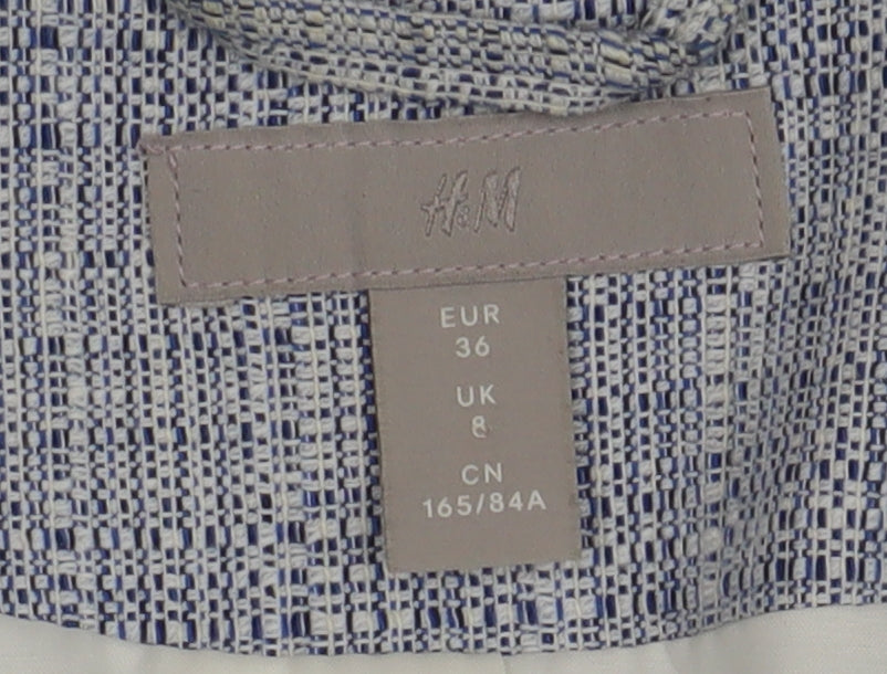 H&M Women's Blue Check Blazer Jacket UK 8