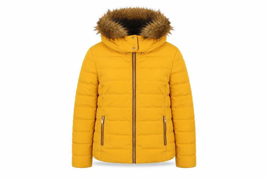 Womens UK Size UK 0 Zara Yellow Puffer Jacket