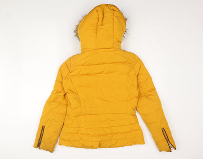 Womens UK Size UK 0 Zara Yellow Puffer Jacket