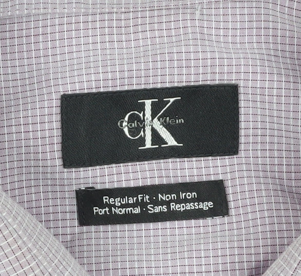 Calvin Klein Men's Purple Check Button-Up Shirt - L