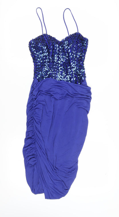 New Leaf Women's Blue Sequin Bodycon Party Dress