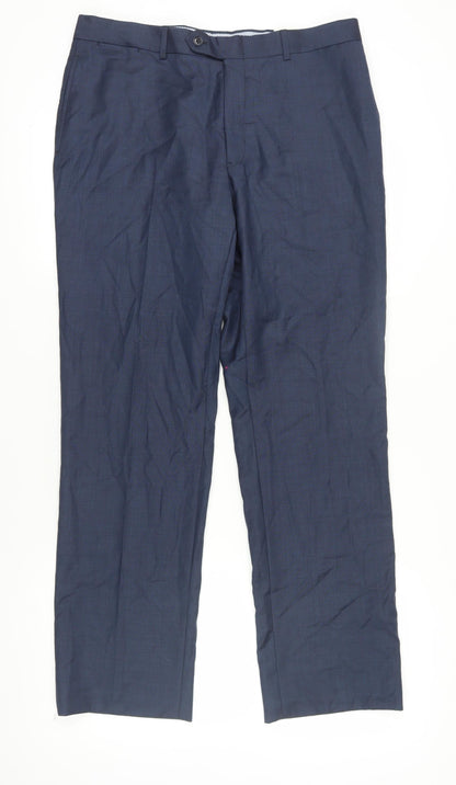 Tommy Hilfiger Men's Blue Wool Dress Pants 36x32