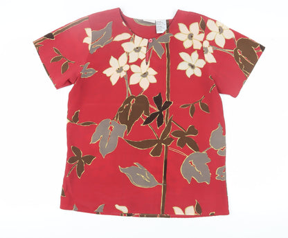 Judy Bond Women's Red Floral Blouse, Size M, Casual Summer Style