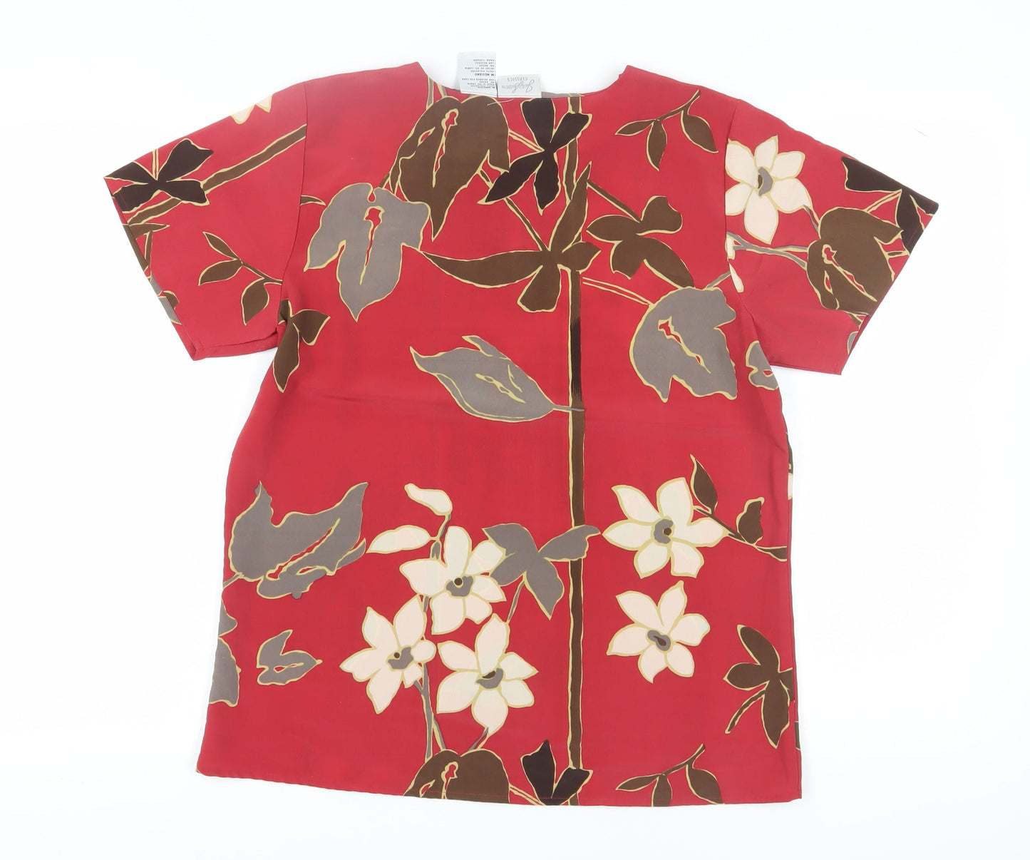 Judy Bond Women's Red Floral Blouse, Size M, Casual Summer Style
