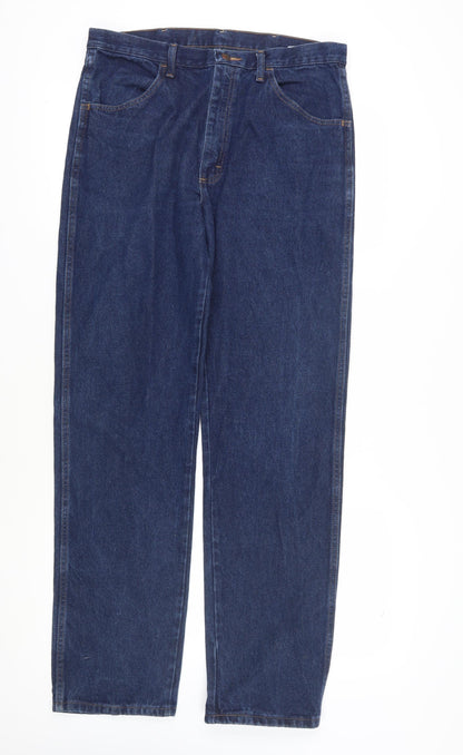 Mens UK Size 35 Restler Classic Fit Straight Blue Jeans