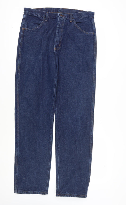 Mens UK Size 35 Restler Classic Fit Straight Blue Jeans