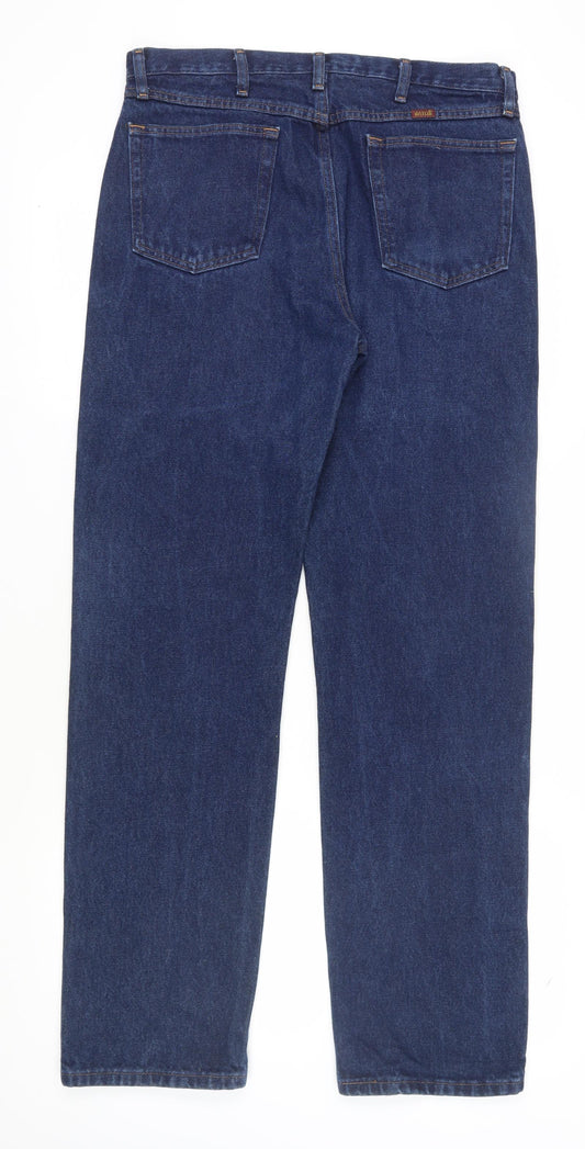 Mens UK Size 35 Restler Classic Fit Straight Blue Jeans