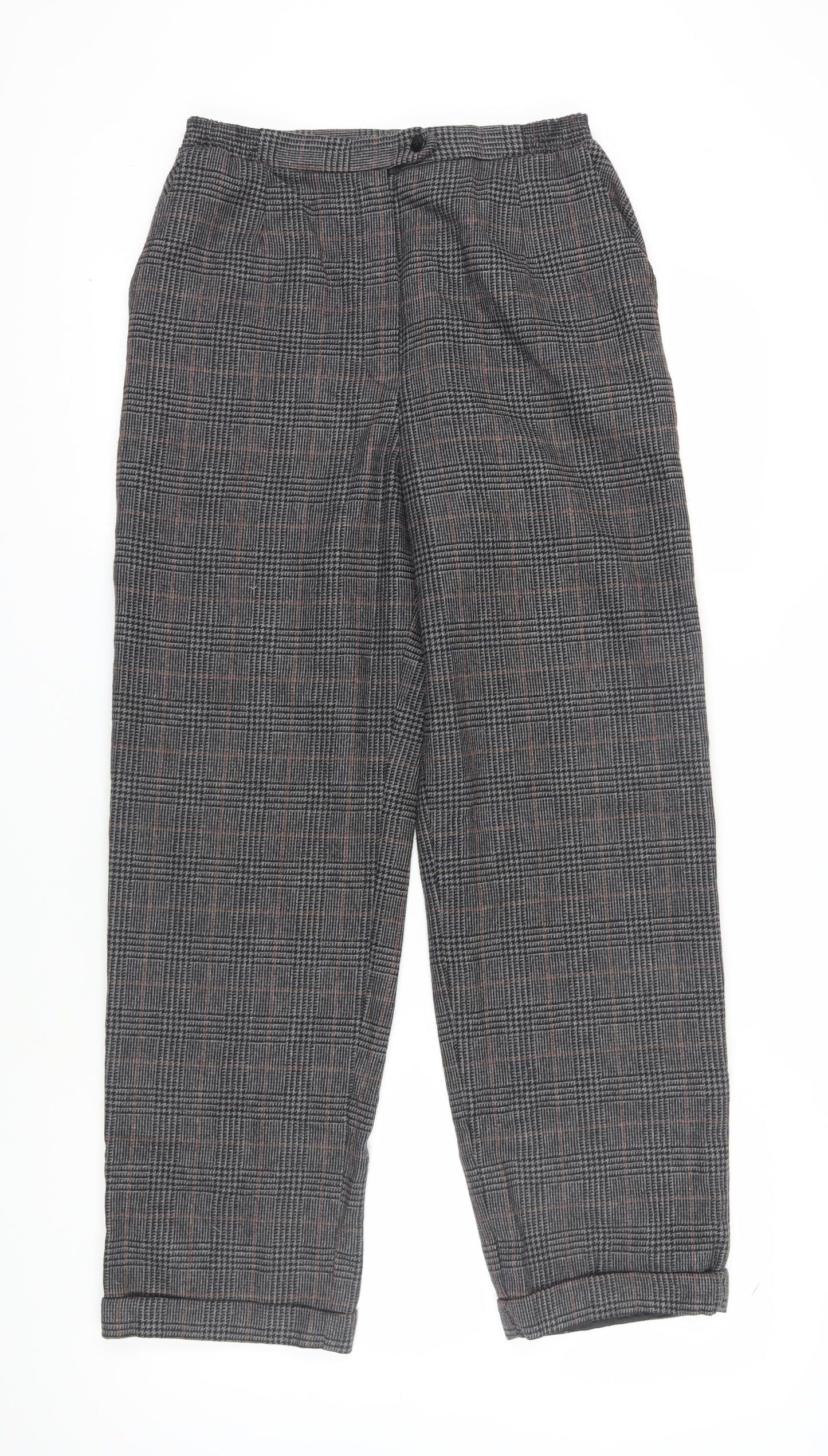 Hunter Sportswear Grey Check Pleated Trousers Size 14