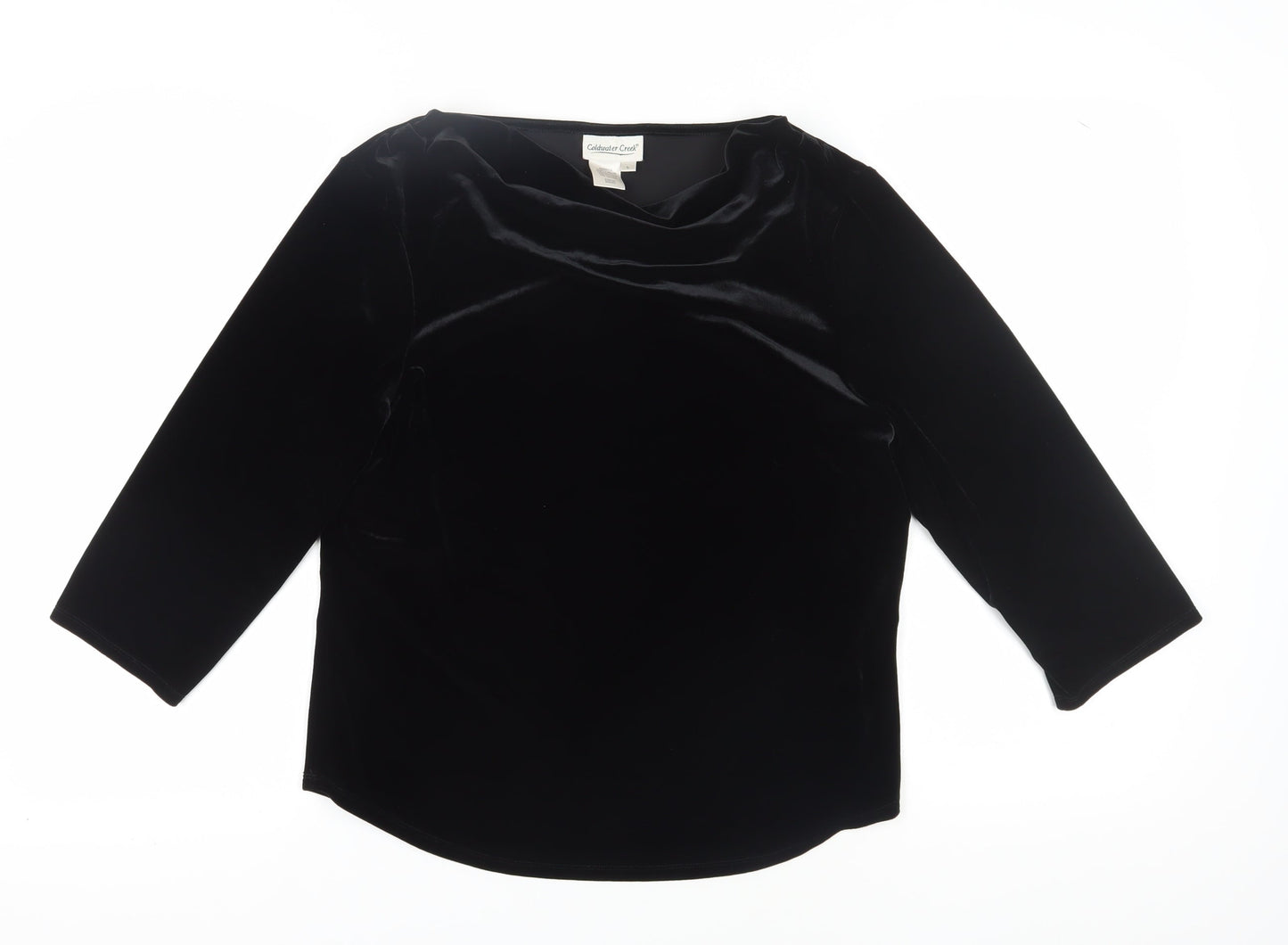 Coldwater Creek Women's Black Velvet 3/4 Sleeve Top
