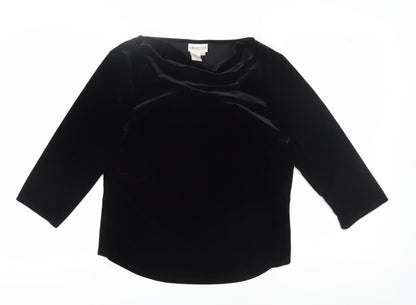 Coldwater Creek Women's Black Velvet 3/4 Sleeve Top