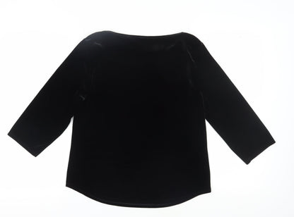 Coldwater Creek Women's Black Velvet 3/4 Sleeve Top