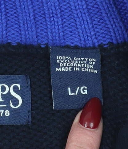 Chaps Men's Blue Cotton Pullover Jumper L