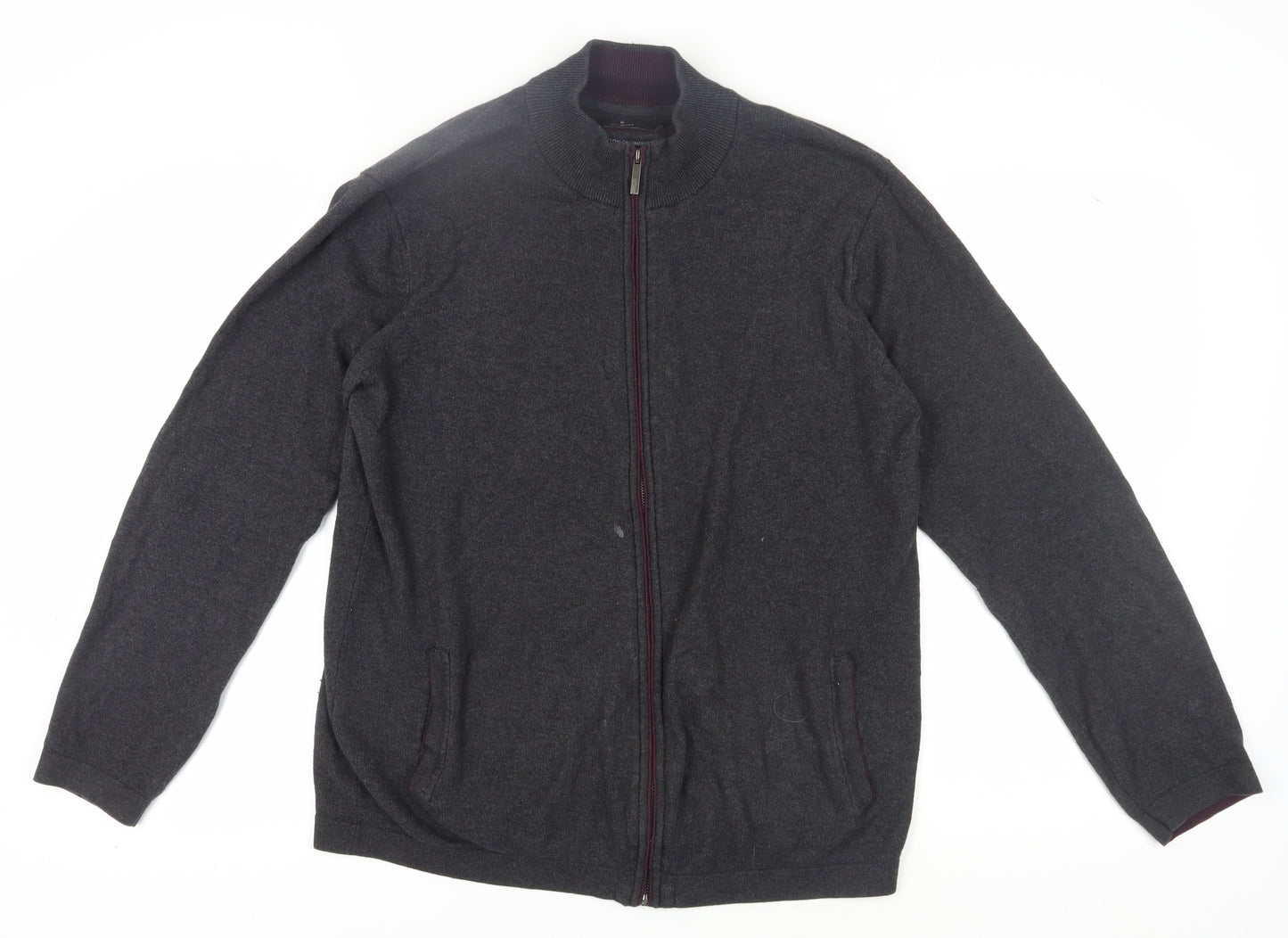 Jeff Banks Men's Black Full Zip Cotton Cashmere Jumper