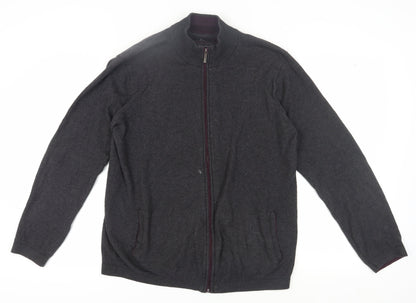 Jeff Banks Men's Black Full Zip Cotton Cashmere Jumper