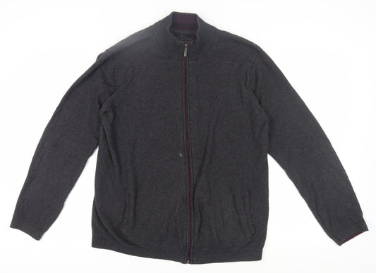 Jeff Banks Men's Black Full Zip Cotton Cashmere Jumper