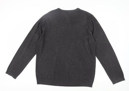 Red Herring Men's Black XL Henley Jumper