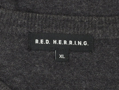 Red Herring Men's Black XL Henley Jumper