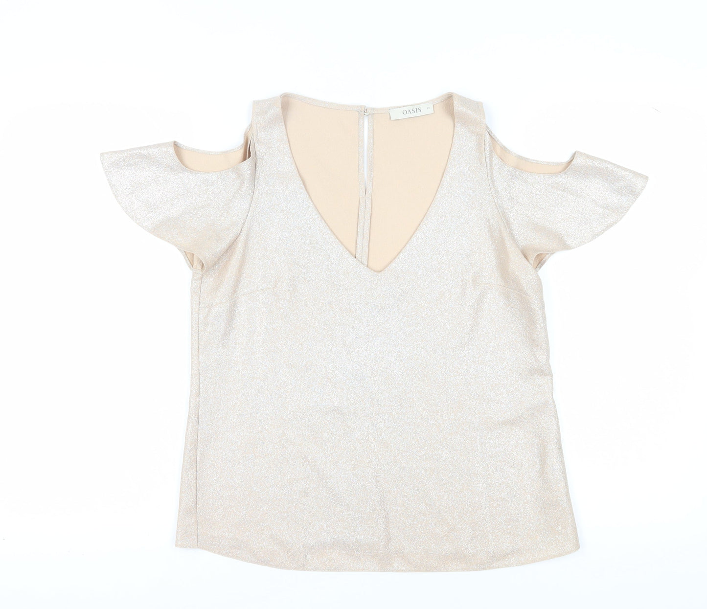 Womens UK Size 12 Oasis Beige Basic Blouse