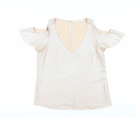 Womens UK Size 12 Oasis Beige Basic Blouse