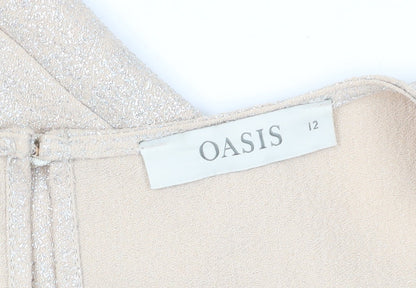 Womens UK Size 12 Oasis Beige Basic Blouse