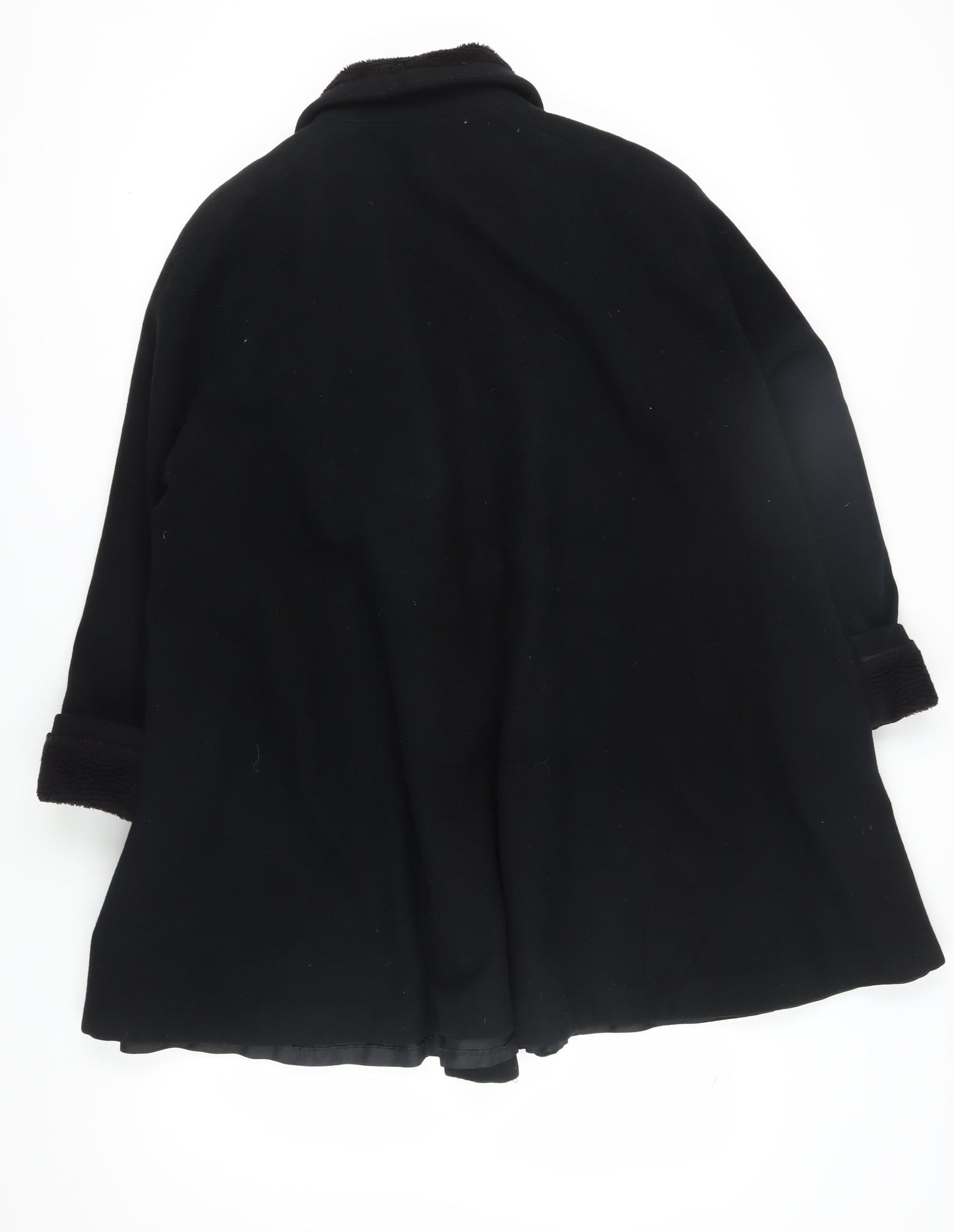 Living Women's Black Wool Pea Coat, Size 14, Button Closure