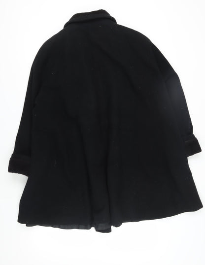Living Women's Black Wool Pea Coat, Size 14, Button Closure