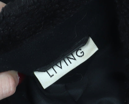 Living Women's Black Wool Pea Coat, Size 14, Button Closure