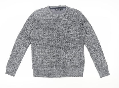 Brave Soul Mens Grey Crew Neck Chunky Knit Jumper M