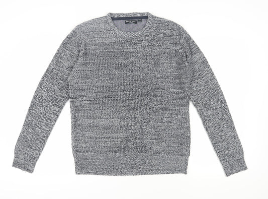 Brave Soul Mens Grey Crew Neck Chunky Knit Jumper M