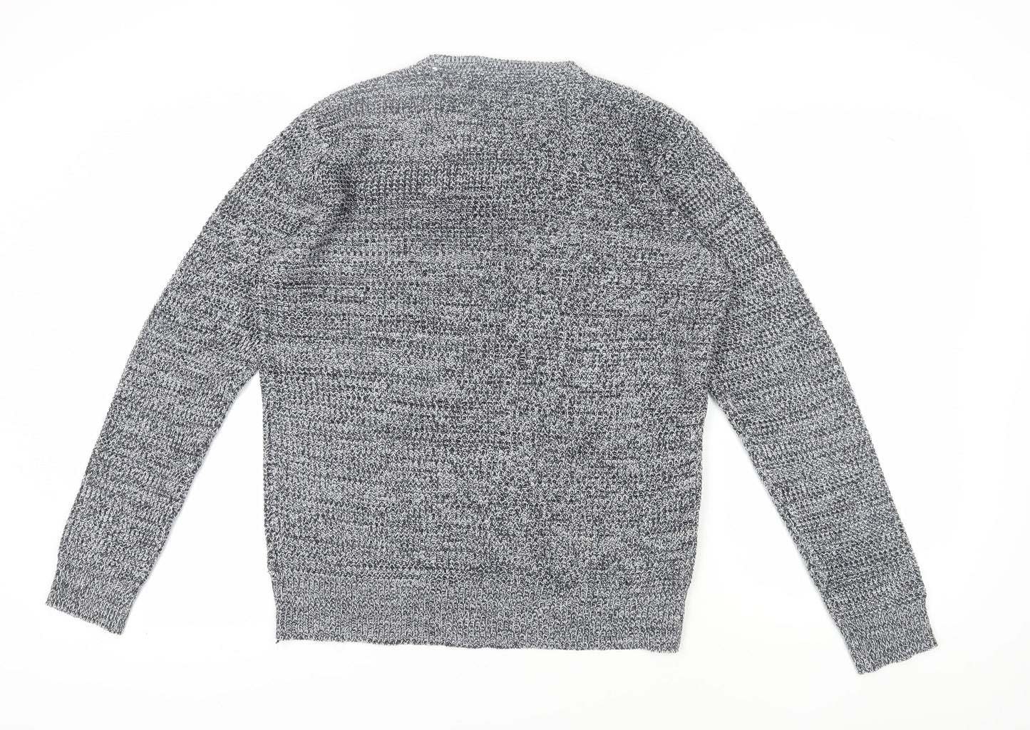 Brave Soul Mens Grey Crew Neck Chunky Knit Jumper M