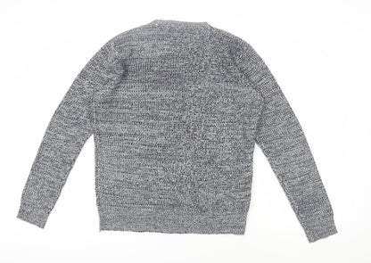 Brave Soul Mens Grey Crew Neck Chunky Knit Jumper M