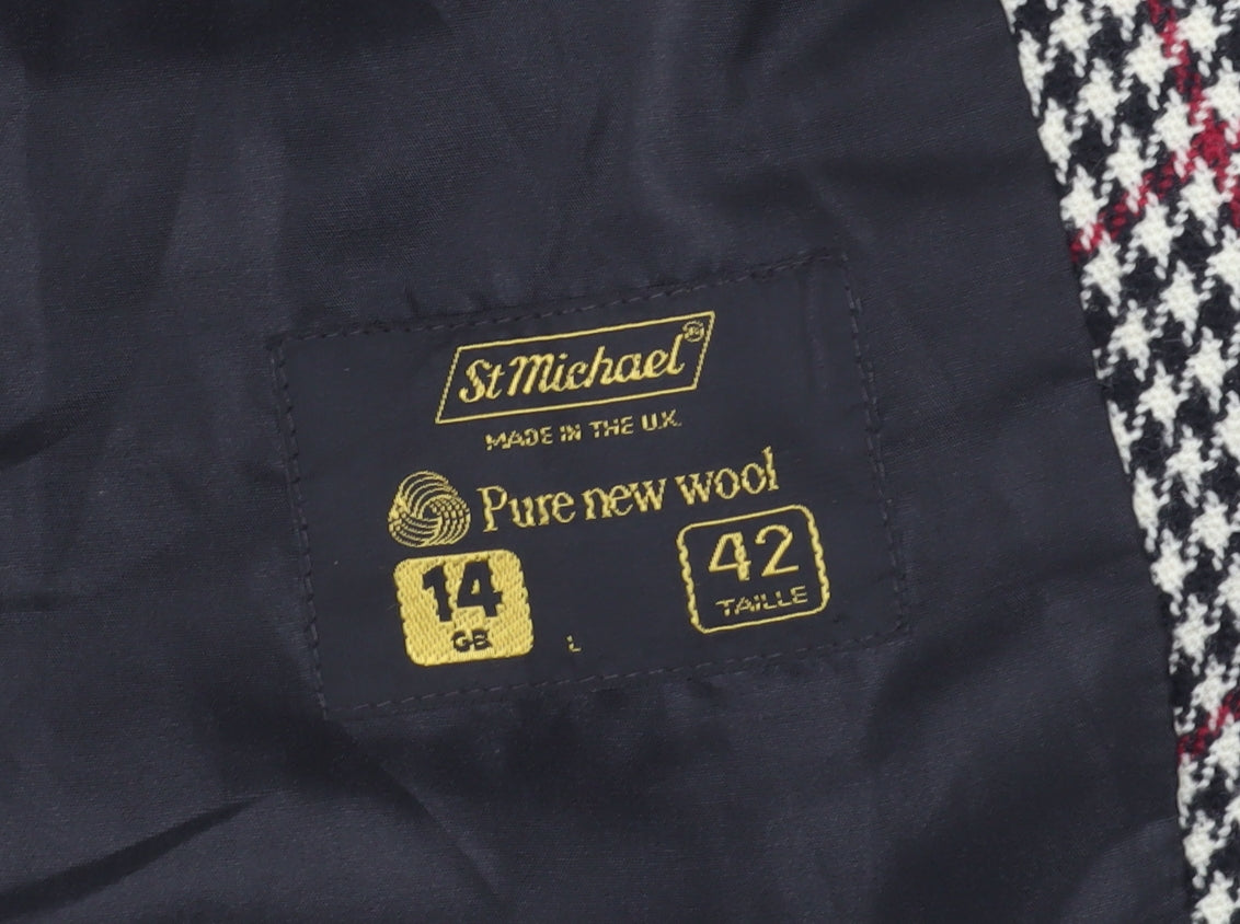 St Michael Women's Multicoloured Houndstooth Blazer Size 14