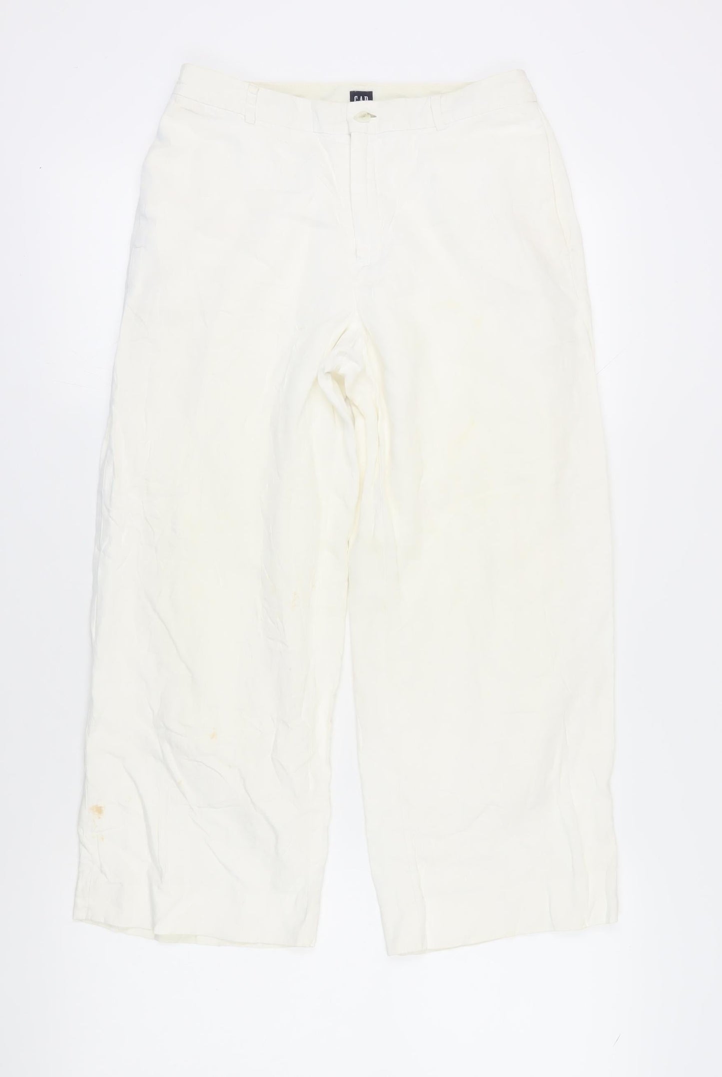 Womens UK Size 4 Gap Regular Fit Straight White Trousers