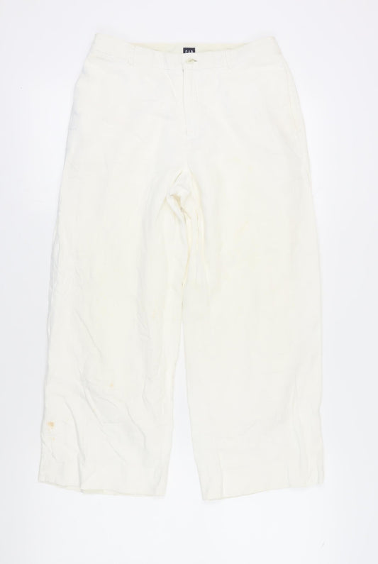Womens UK Size 4 Gap Regular Fit Straight White Trousers