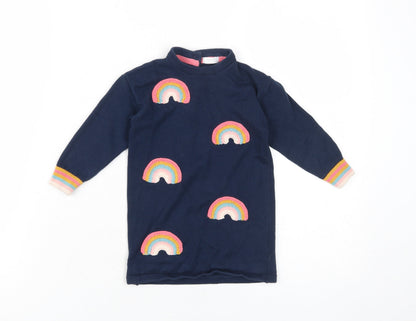 Next Girls Baby Rainbow Knit Dress Blue 12-18 Months