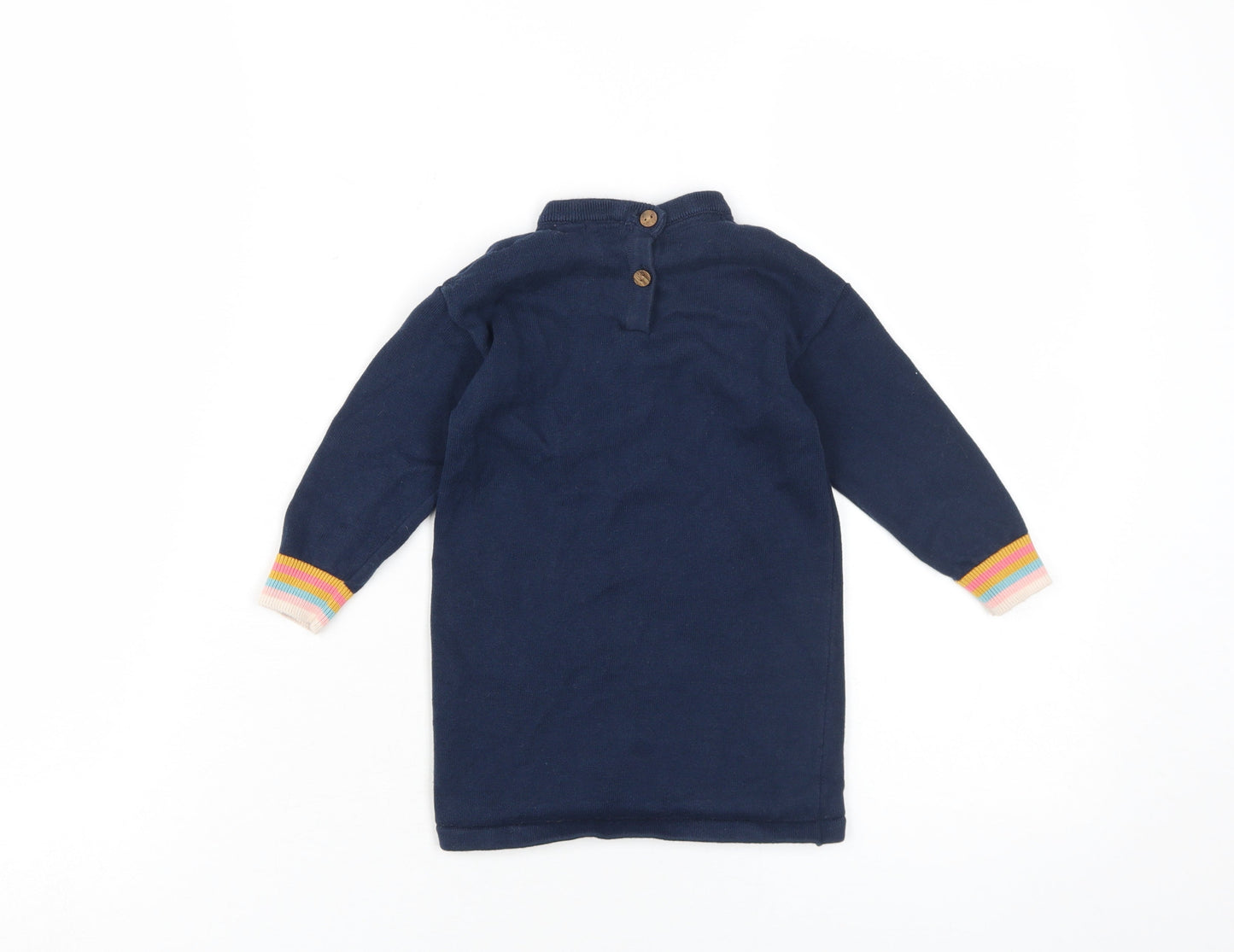 Next Girls Baby Rainbow Knit Dress Blue 12-18 Months