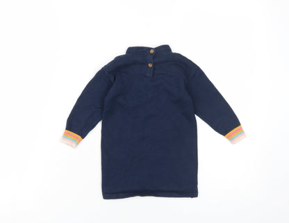 Next Girls Baby Rainbow Knit Dress Blue 12-18 Months