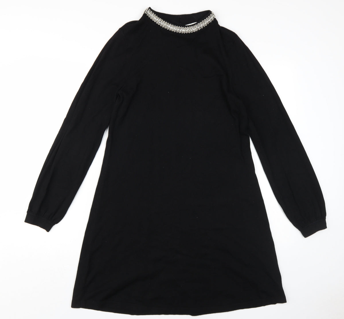 Warehouse Women's Black Beaded Shift Dress, Size 14