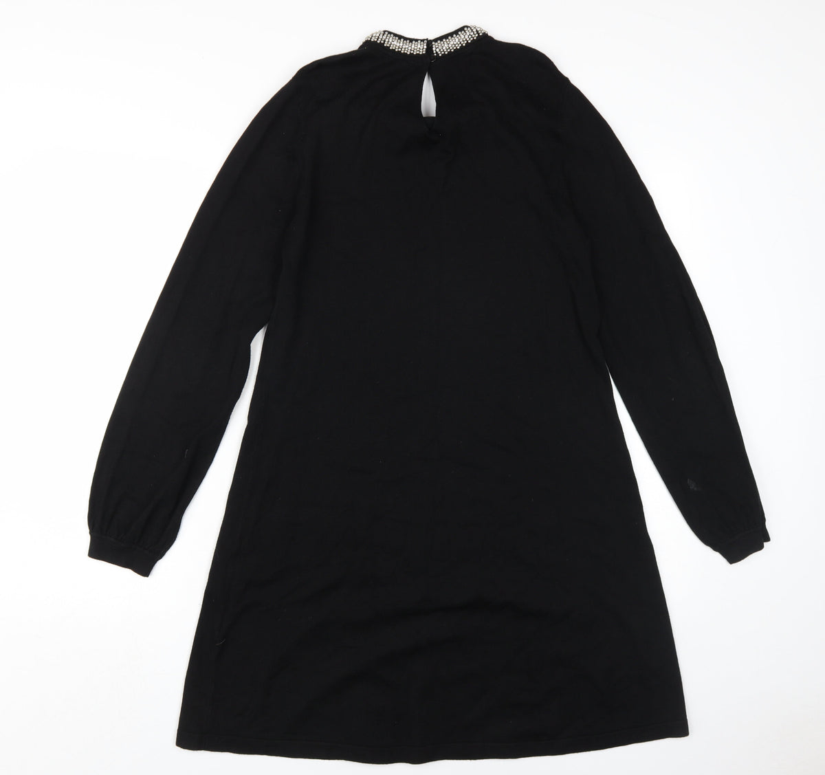 Warehouse Women's Black Beaded Shift Dress, Size 14
