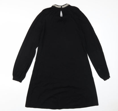 Warehouse Women's Black Beaded Shift Dress, Size 14