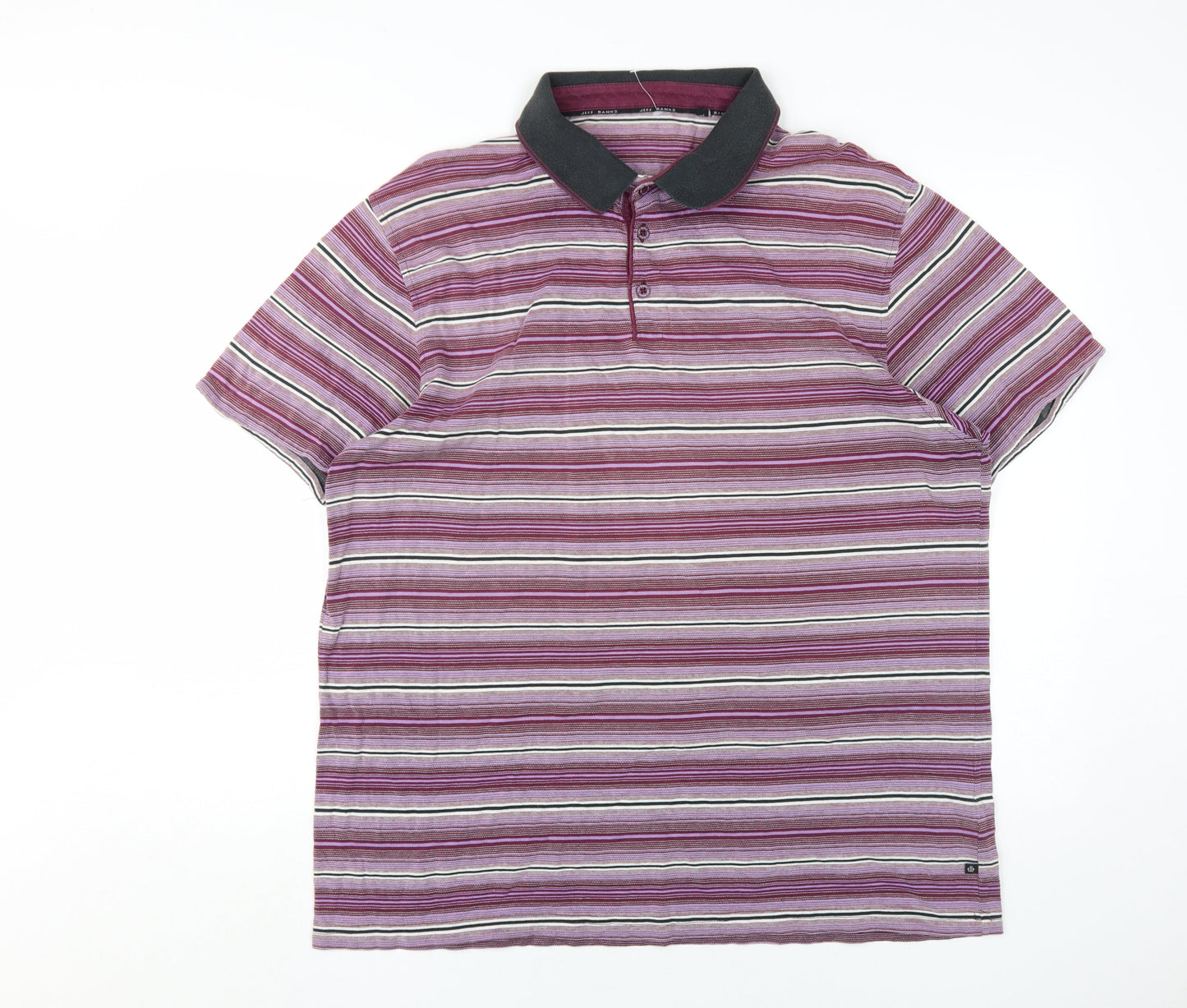 Jeff Banks Men's Multicoloured Striped Polo Shirt - Large