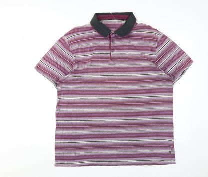 Jeff Banks Men's Multicoloured Striped Polo Shirt - Large