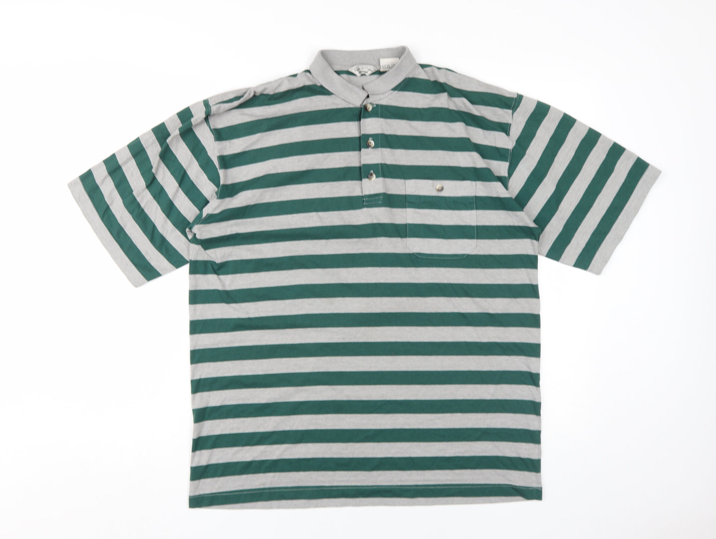 Paulo de Cruise Men's Green Striped Polo L Short Sleeve