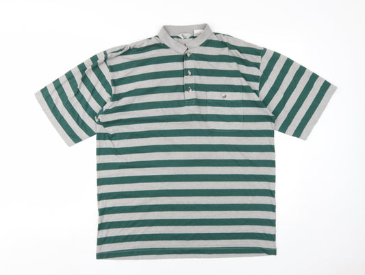 Paulo de Cruise Men's Green Striped Polo L Short Sleeve