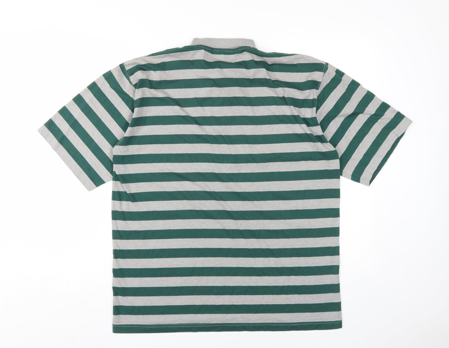 Paulo de Cruise Men's Green Striped Polo L Short Sleeve
