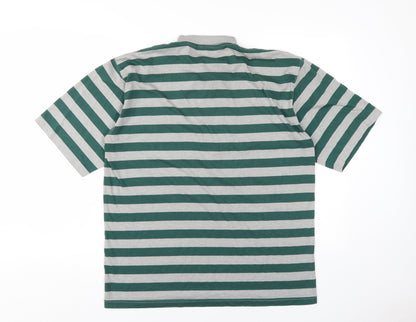 Paulo de Cruise Men's Green Striped Polo L Short Sleeve