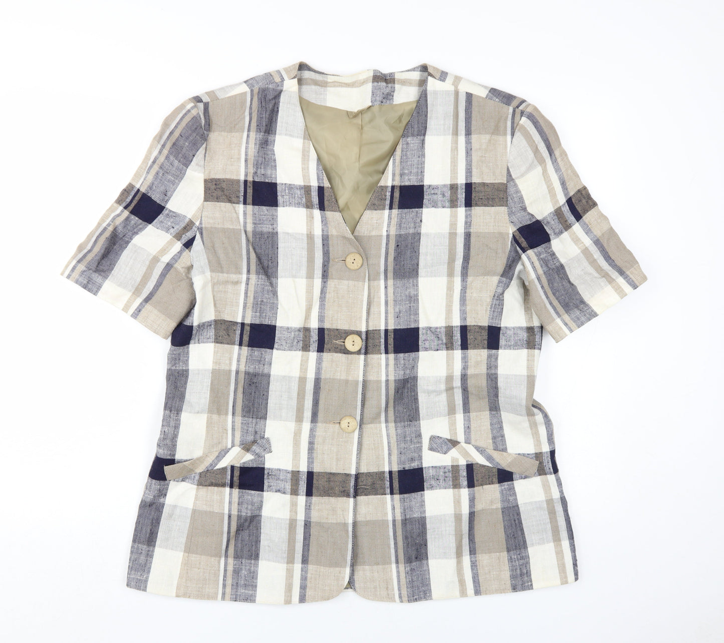 C&A Women's Multicoloured Blazer Size 16 Plaid Casual