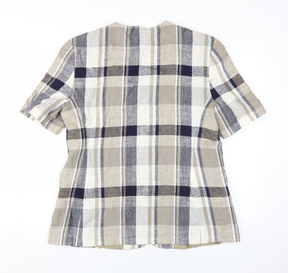 C&A Women's Multicoloured Blazer Size 16 Plaid Casual